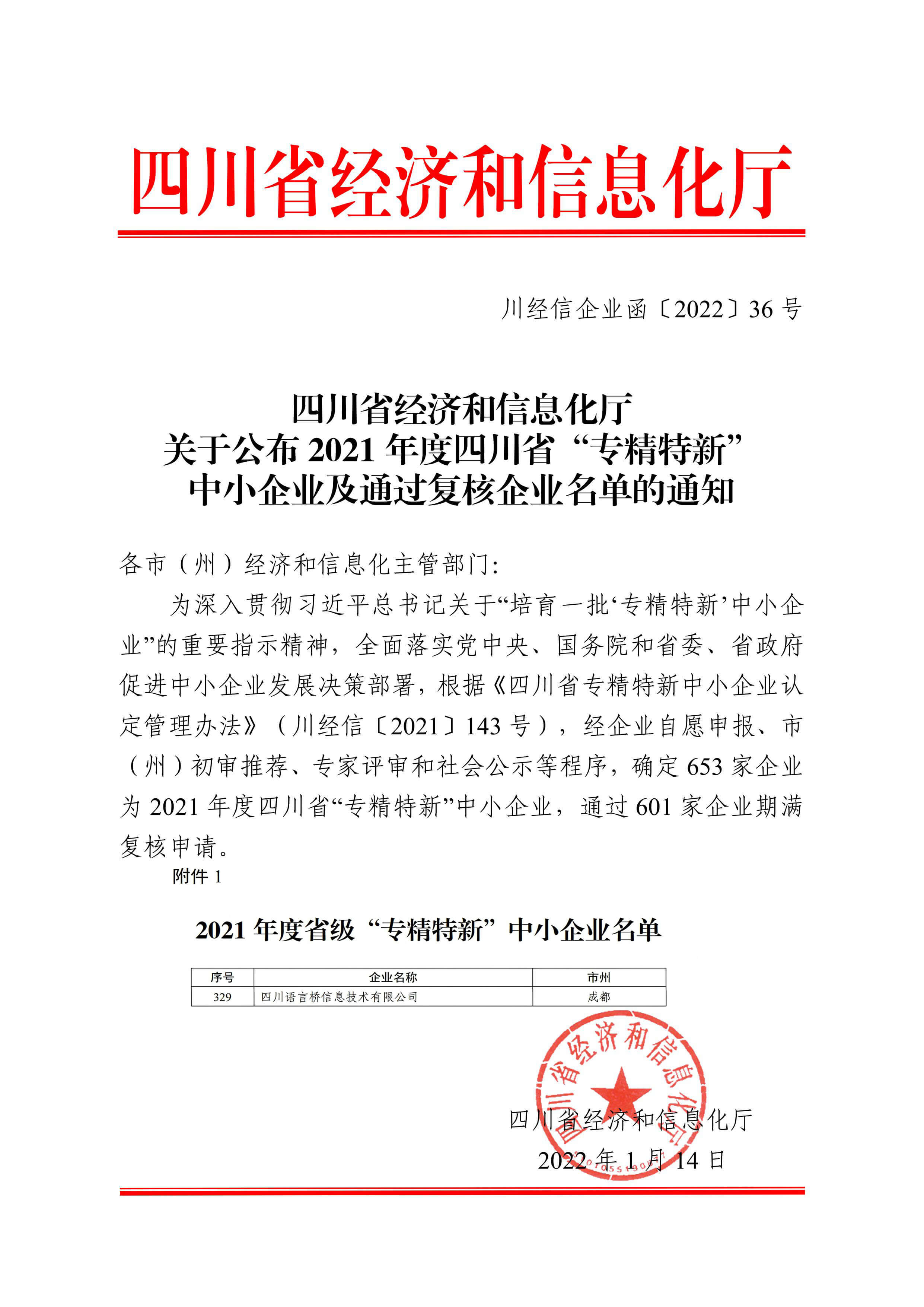 Sichuan Specialized and Sophisticated SME